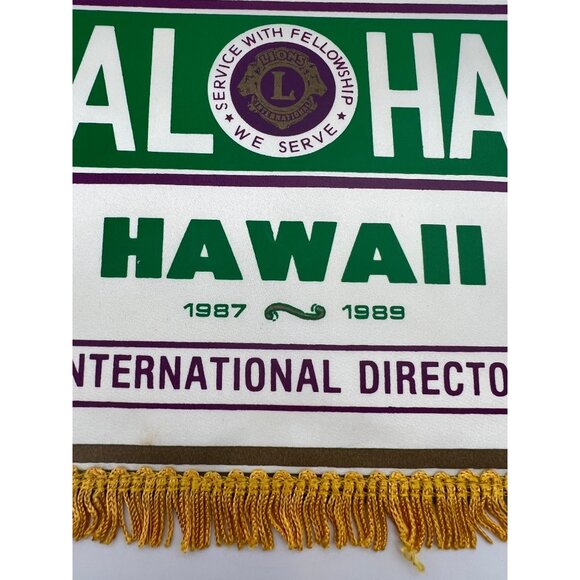 1987 / 1989 Lions Club International Banner Hawaii K-FAT Hiramatsu Aloha 9" - Picture 4 of 4